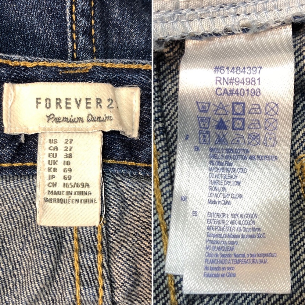 F21 Plaid Flannel Denim Jean Cutoff Shorts - Picture 3 of 3